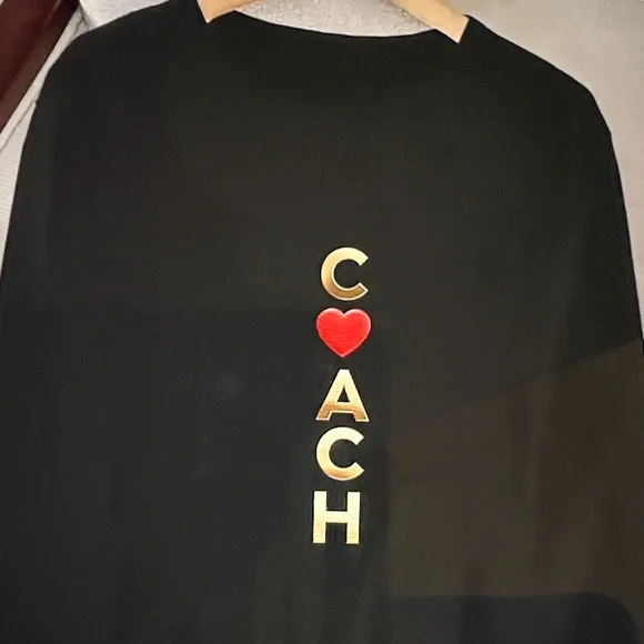 Low Stock! Coach Statement long sleeve T shirt Black and Gold 🆕 - Picture 2 of 4
